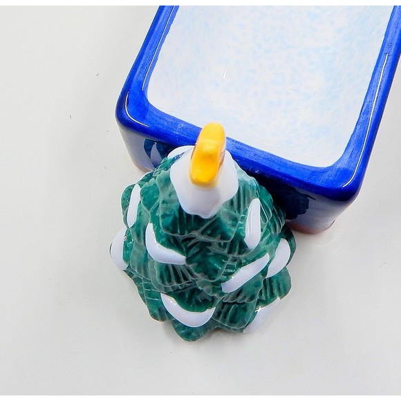 St Nicholas Square Christmas Tidbit Cracker Dish 1999 Bear Christmas Tree - Picture 9 of 14